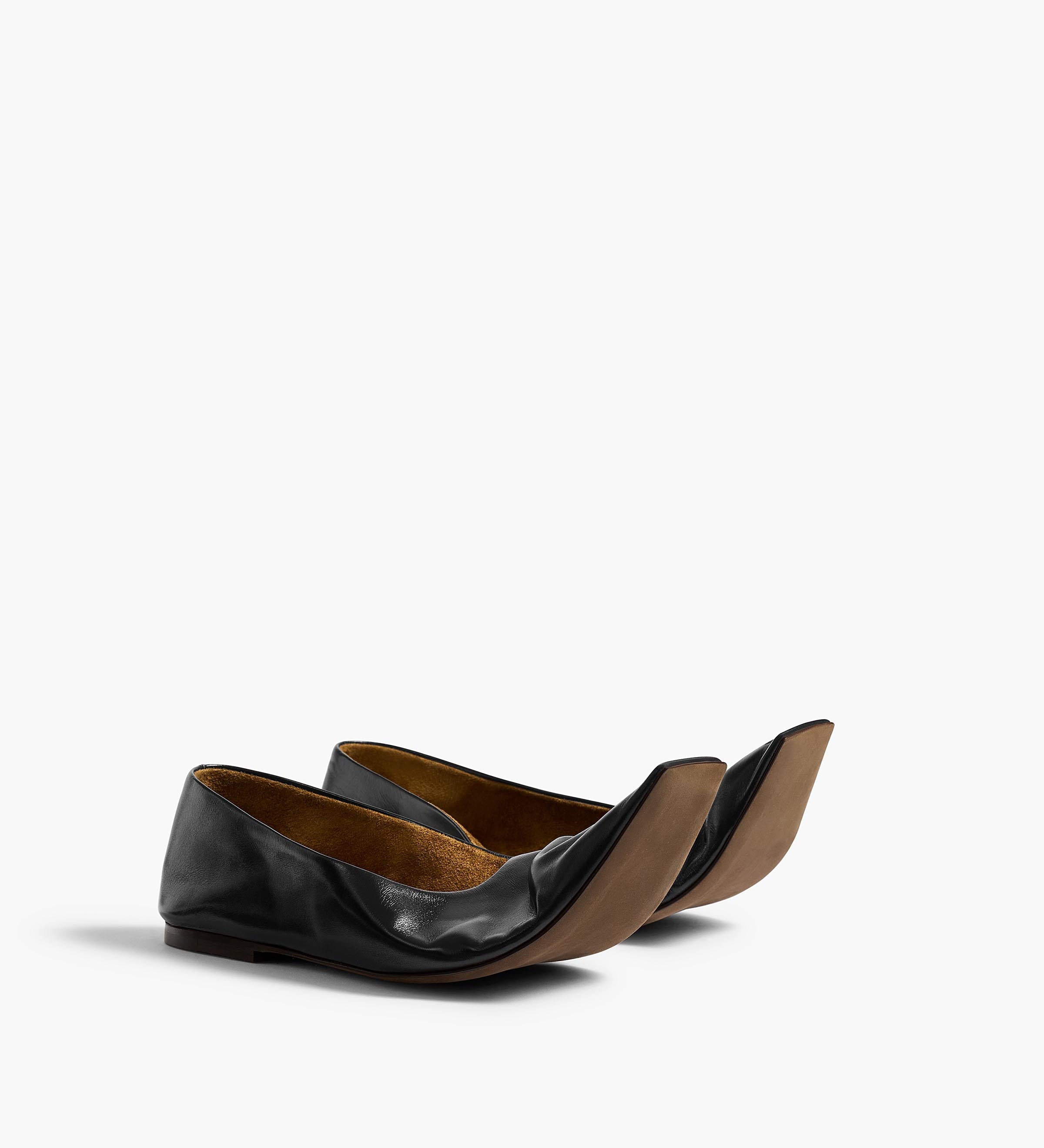 Khaite - Marlene Ballerina in Black Glazed Leather