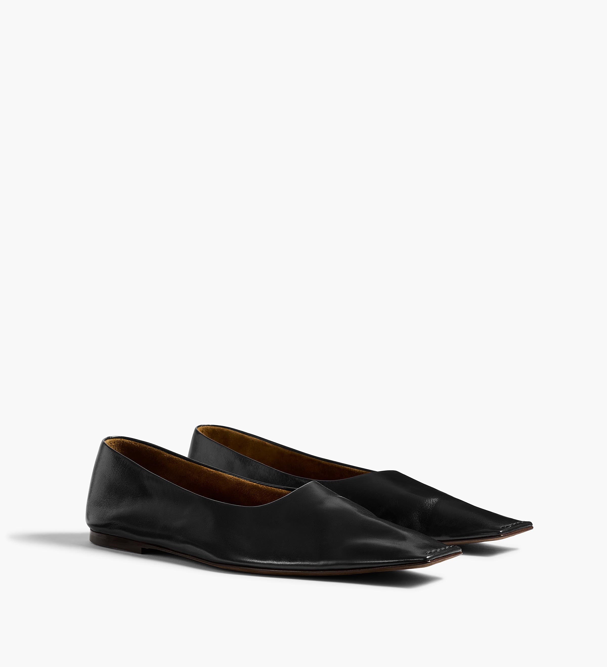Khaite - Marlene Ballerina in Black Glazed Leather