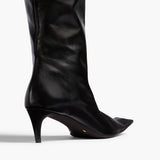Khaite - Marlene Low Knee - High Boot in Black Glazed Leather