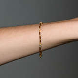 Dorsey - ENAMEL MOISSANITE BRACELET IN MARRON, 18K GOLD VERMEIL