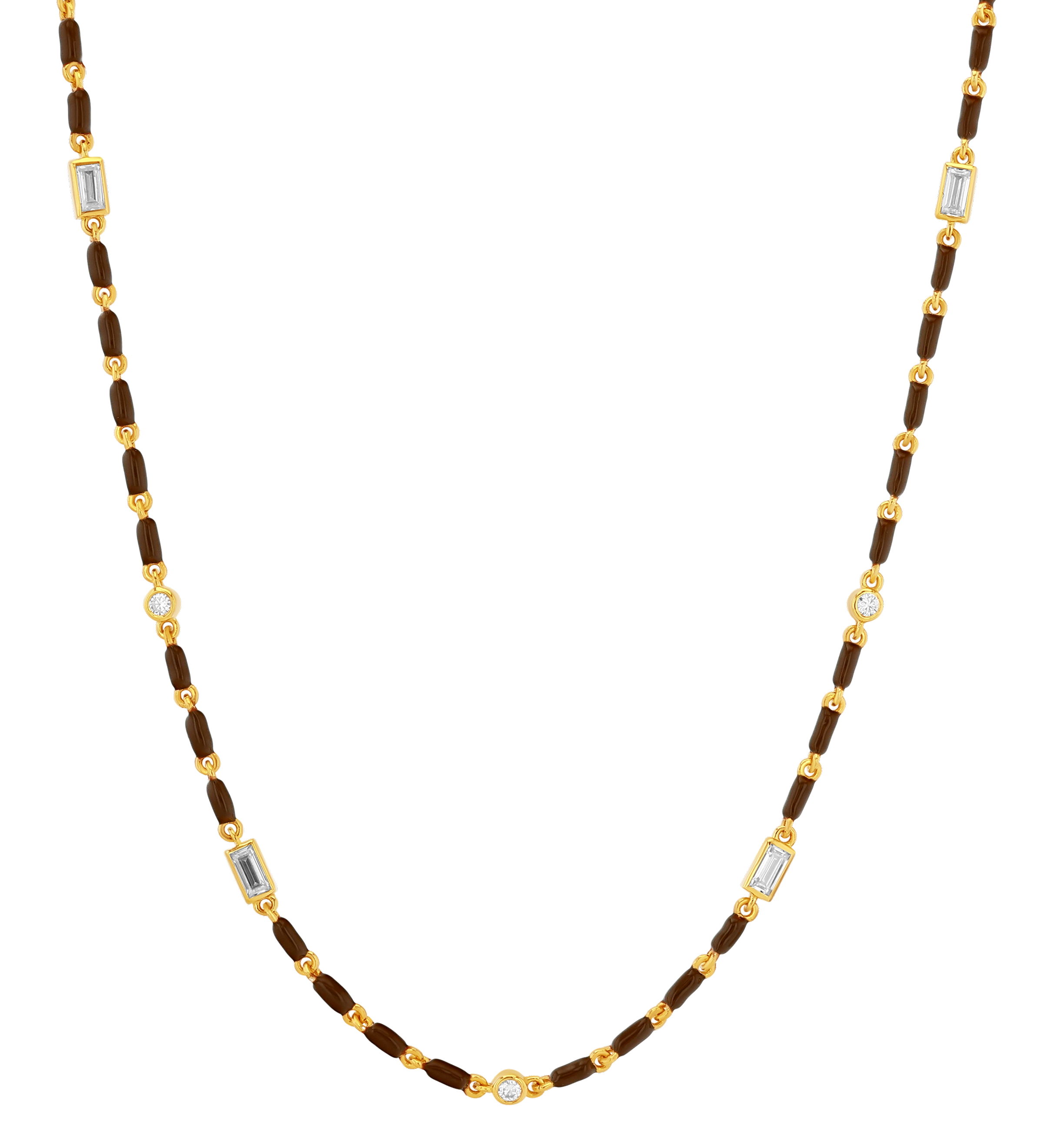 Dorsey - ENAMEL MOISSANITE NECKLACE IN MARRON, 18K GOLD VERMEIL