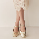 DÔEN - MARY JANE SLIPPER -- PLATINUM METALLIC NAPPA