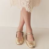 DÔEN - MARY JANE SLIPPER -- PLATINUM METALLIC NAPPA