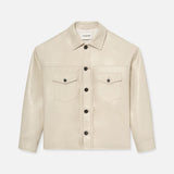 FRAME - Leather Trucker Jacket -- White Canvas