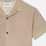 FRAME - Short Sleeve Suede Shirt -- Smoke Grey