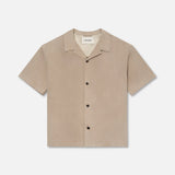 FRAME - Short Sleeve Suede Shirt -- Smoke Grey