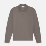 FRAME - Light Pique Long Sleeve Polo -- Smoky Mocha