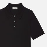 FRAME - Cotton Silk Polo Sweater -- Black