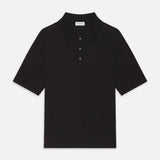 FRAME - Cotton Silk Polo Sweater -- Black
