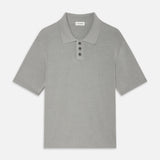 FRAME - Cotton Silk Polo Sweater -- Grey Blue
