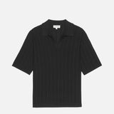 FRAME - Cotton Silk Ribbed Polo Sweater -- Black