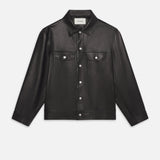 FRAME - Leather Trucker Jacket -- Black