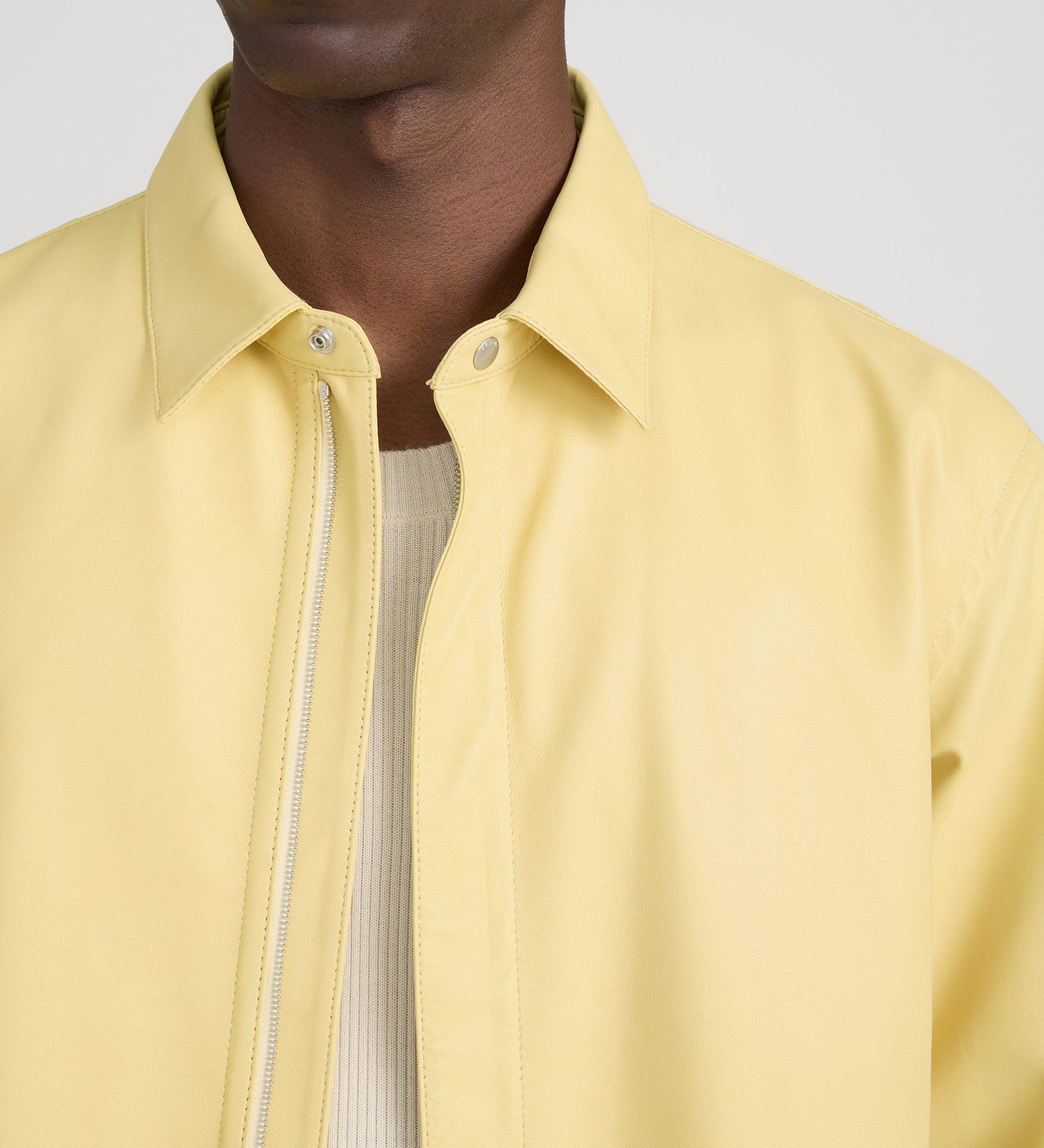FRAME - Leather Zip - Up Shirt