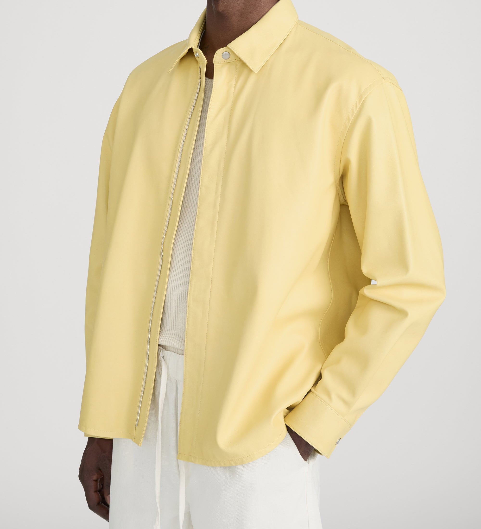 FRAME - Leather Zip - Up Shirt