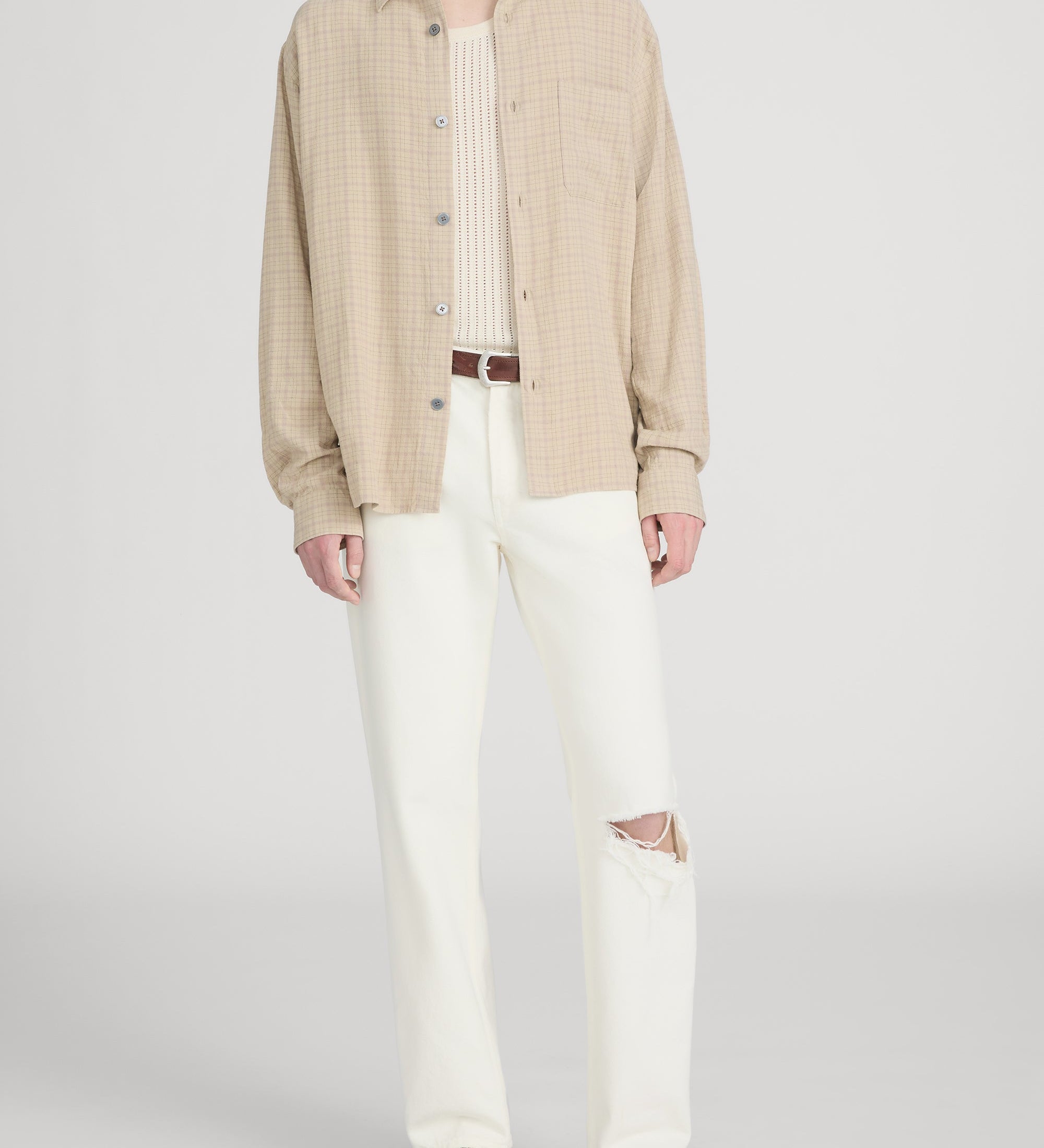 FRAME - Linen Blend Plaid Shirt