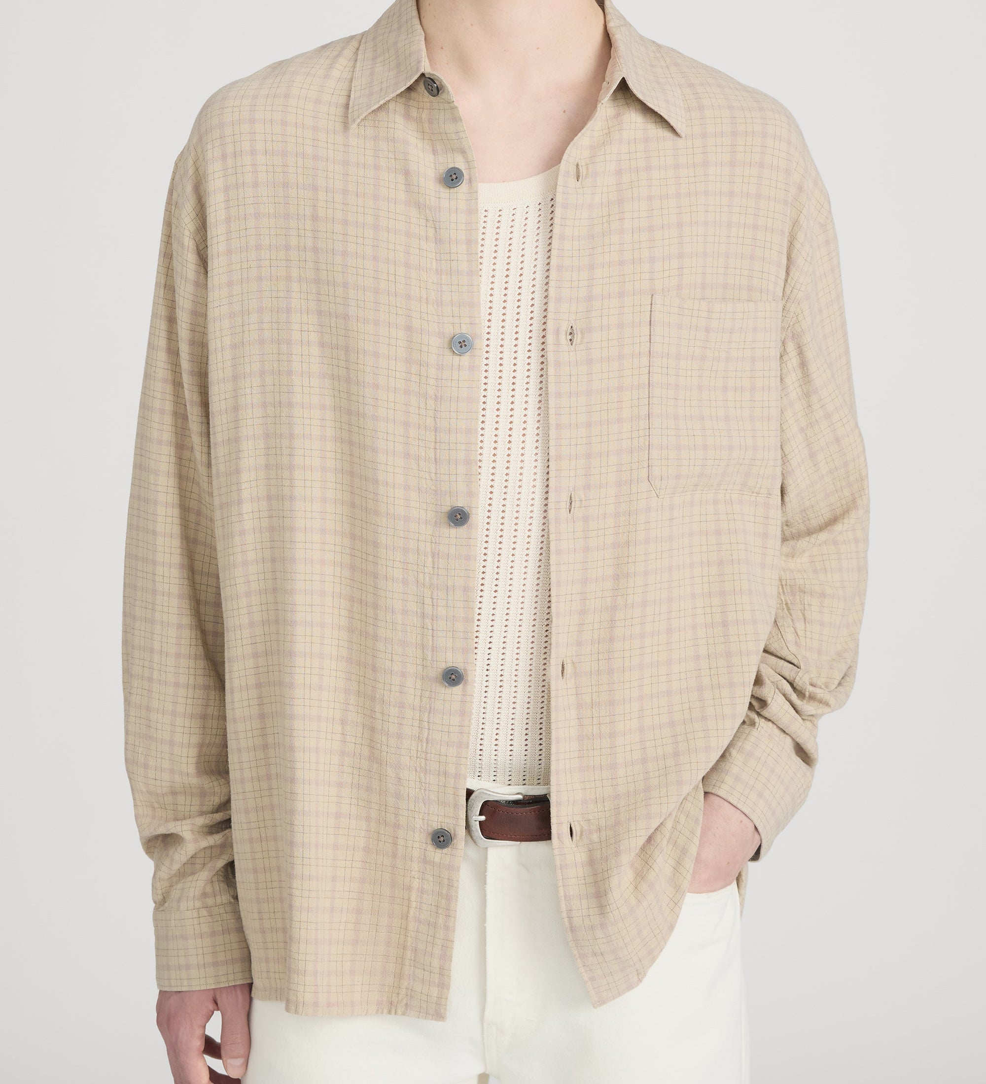FRAME - Linen Blend Plaid Shirt