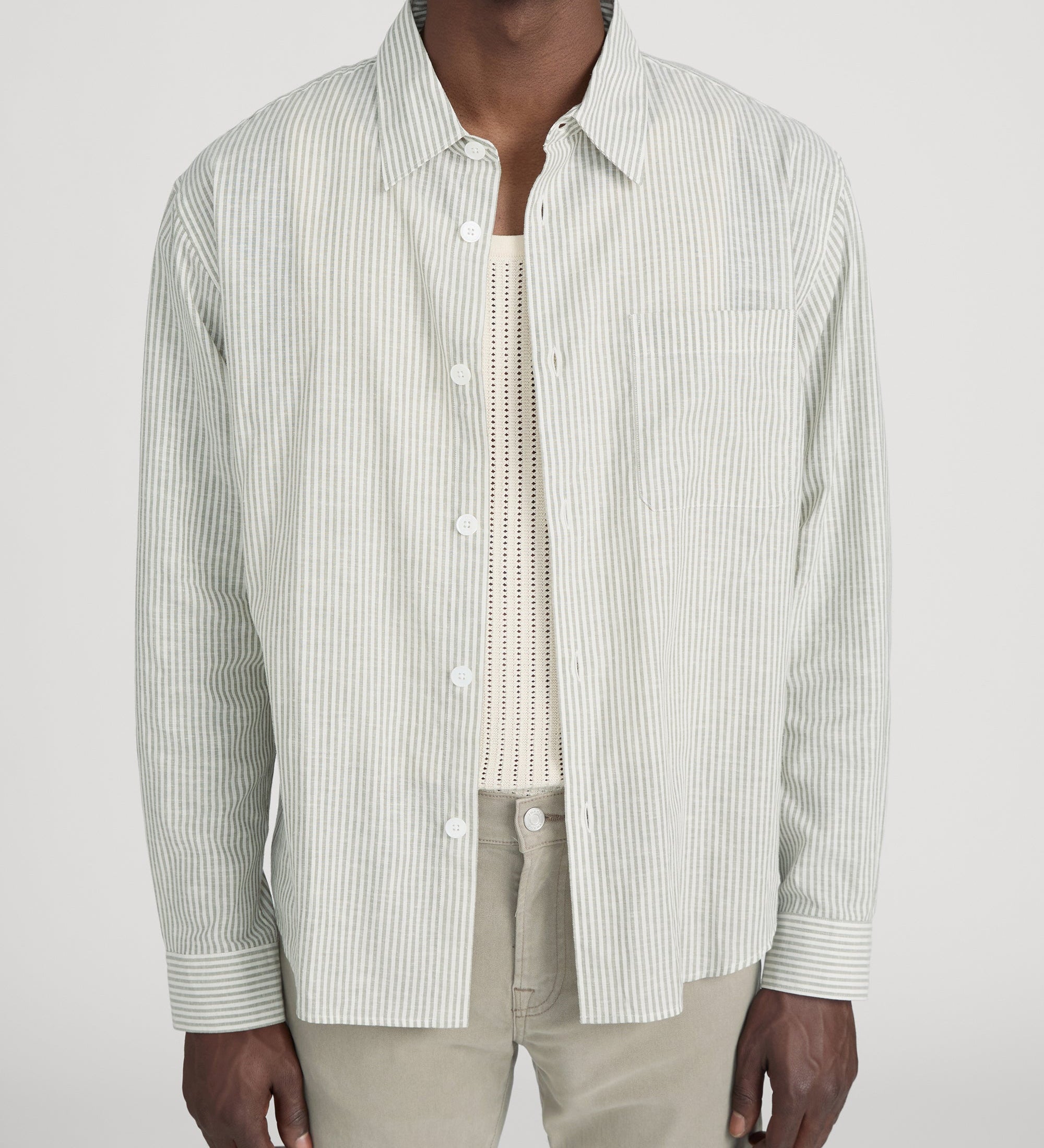 FRAME - Linen Blend Stripe Shirt