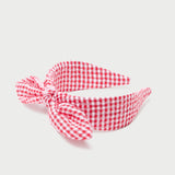 Loeffler Randall - Meadow Red Gingham Knot Headband