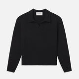 FRAME - Silk Blend Polo Sweater -- Black
