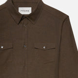 FRAME - Double Pocket Wool Blend Shirt -- Soft Mocha