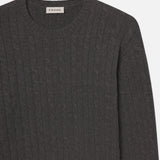 FRAME - Cable Cashmere Crewneck -- Charcoal