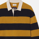 FRAME - The Society Archive Rugby Polo Sweater -- Navy/Dark Yellow Stripe