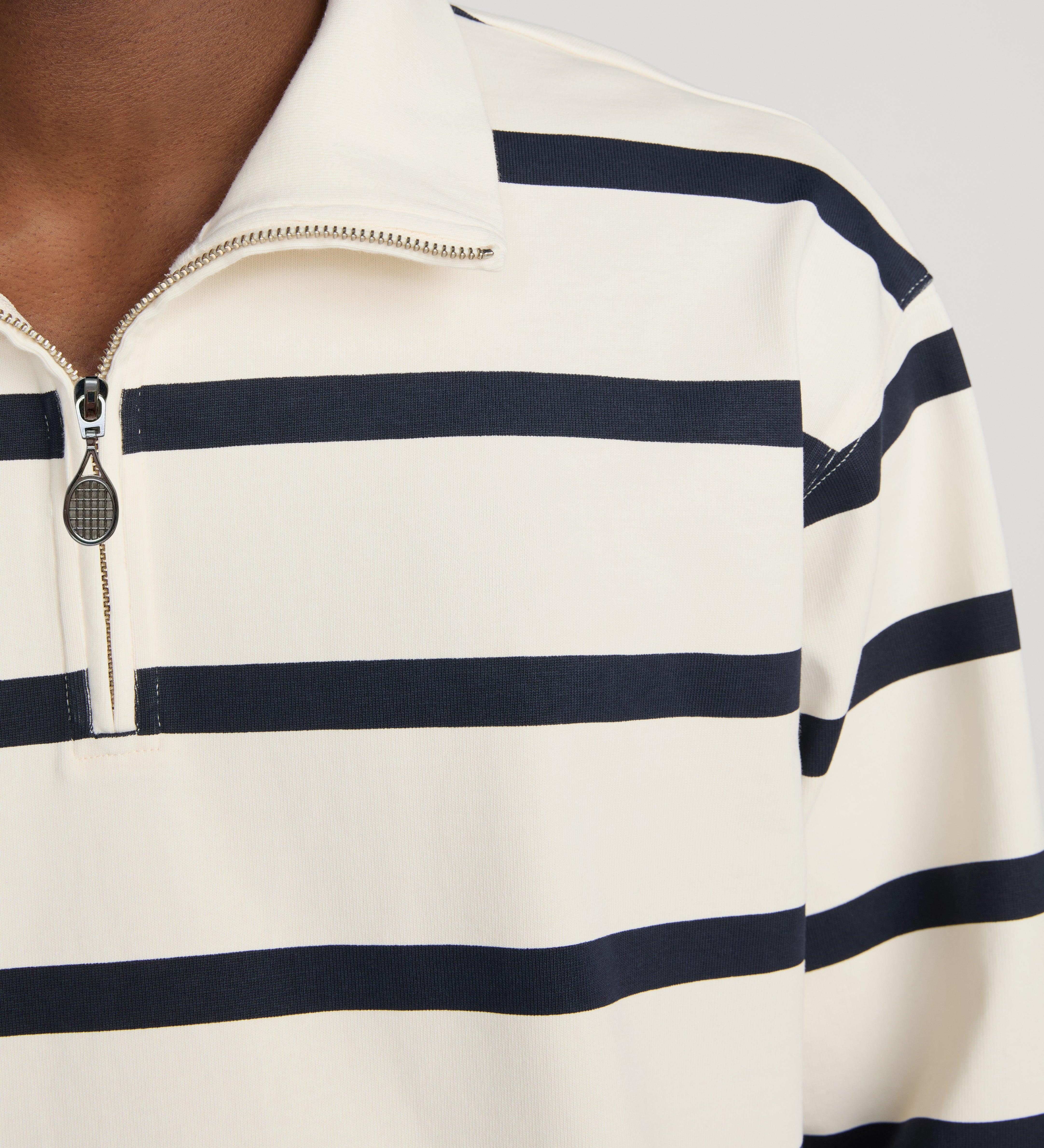 FRAME - Striped Half - Zip Sweatshirt
