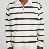 FRAME - Striped Half - Zip Sweatshirt