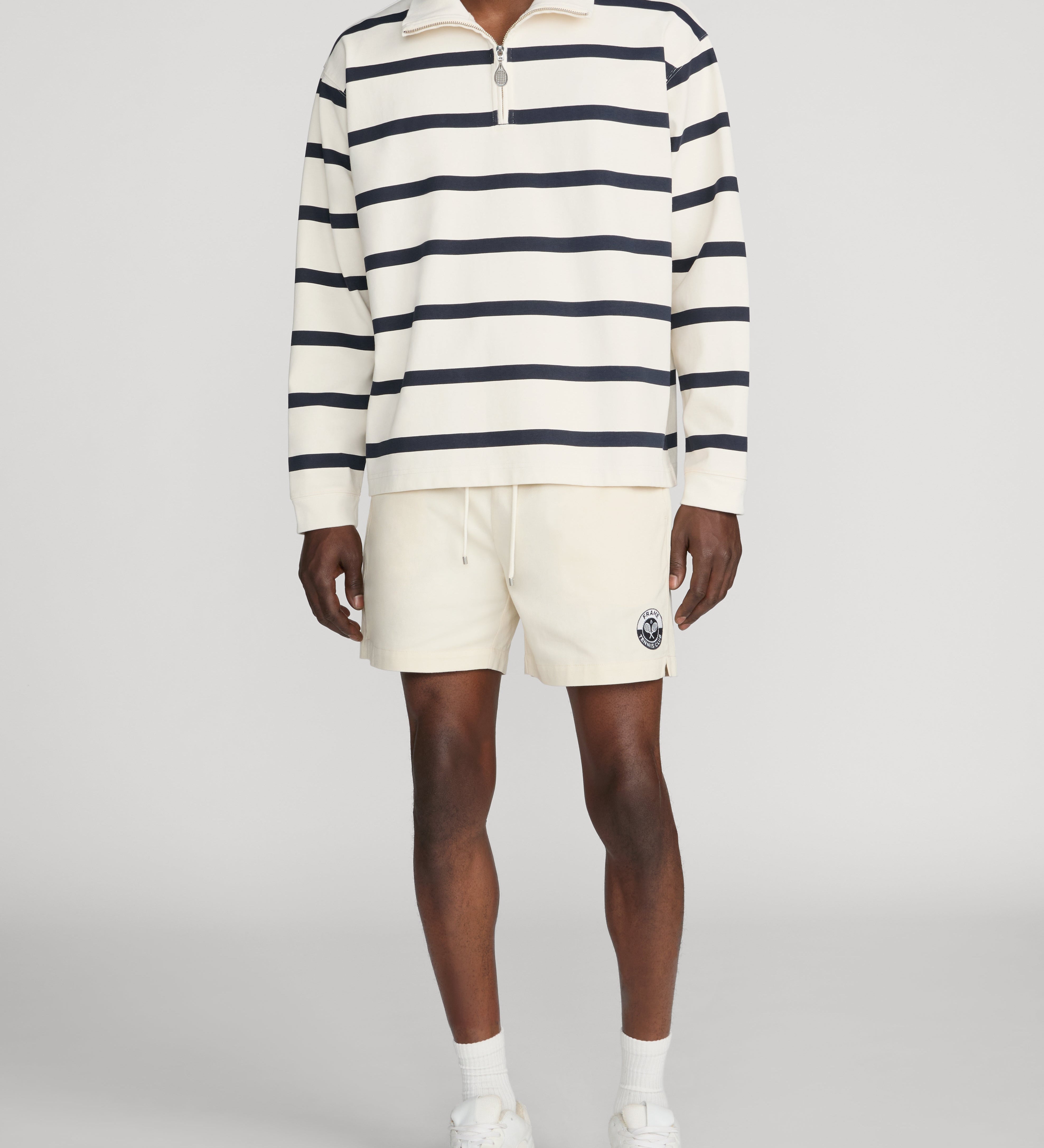 FRAME - Striped Half - Zip Sweatshirt