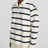 FRAME - Striped Half - Zip Sweatshirt