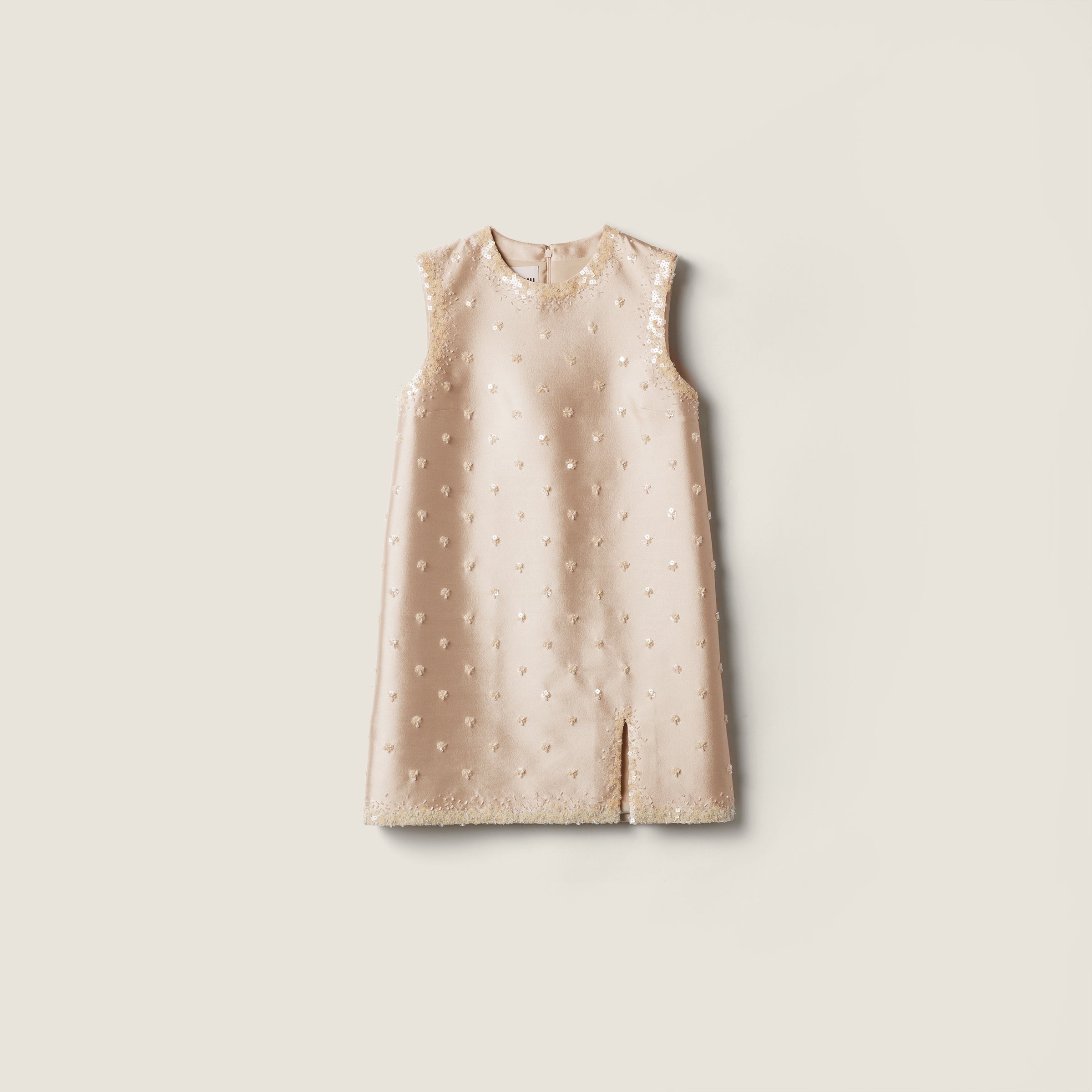Embroidered silk and wool mini-dress