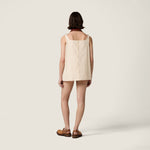 Embroidered canvas mini-dress