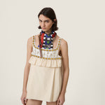 Embroidered canvas mini-dress