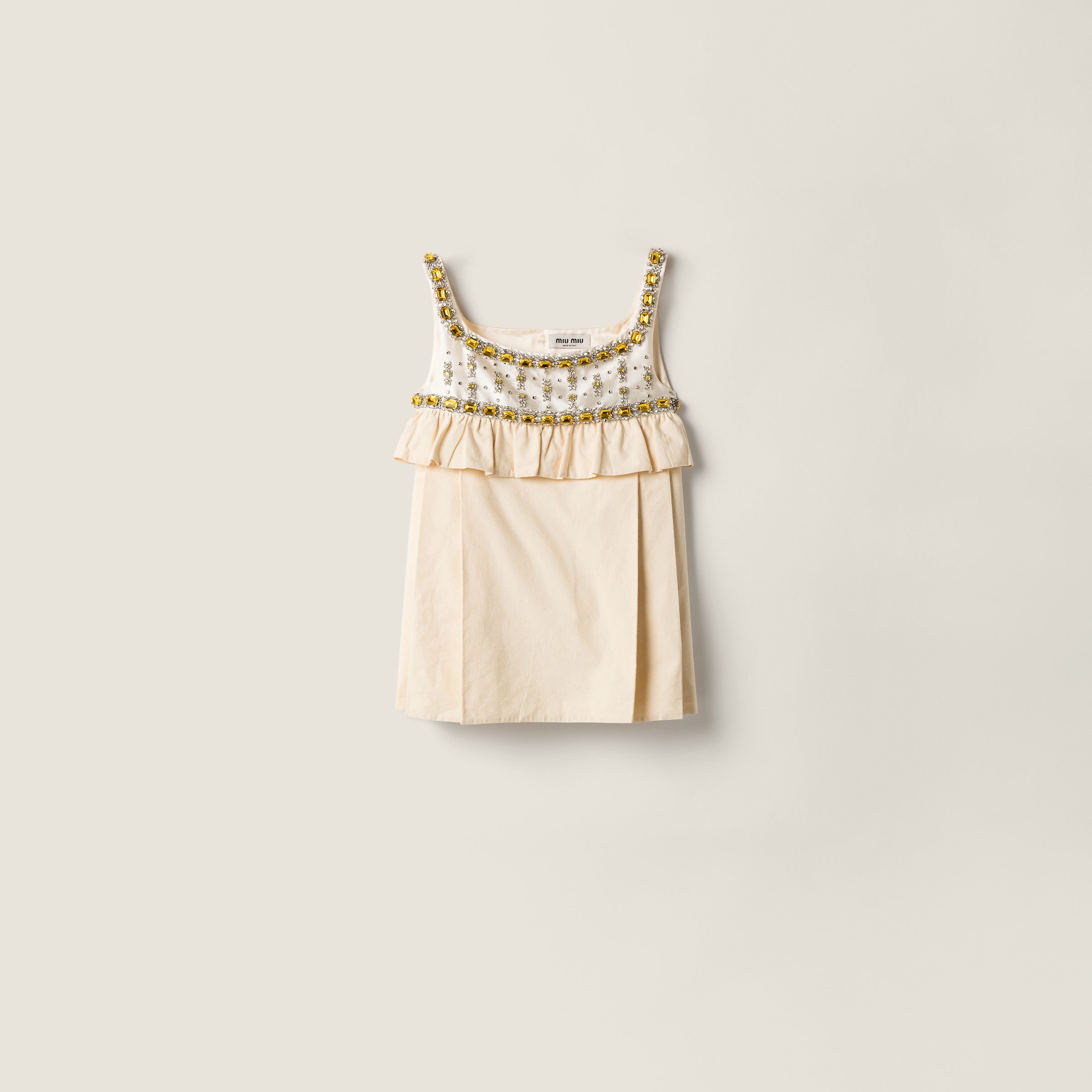 Embroidered canvas mini-dress