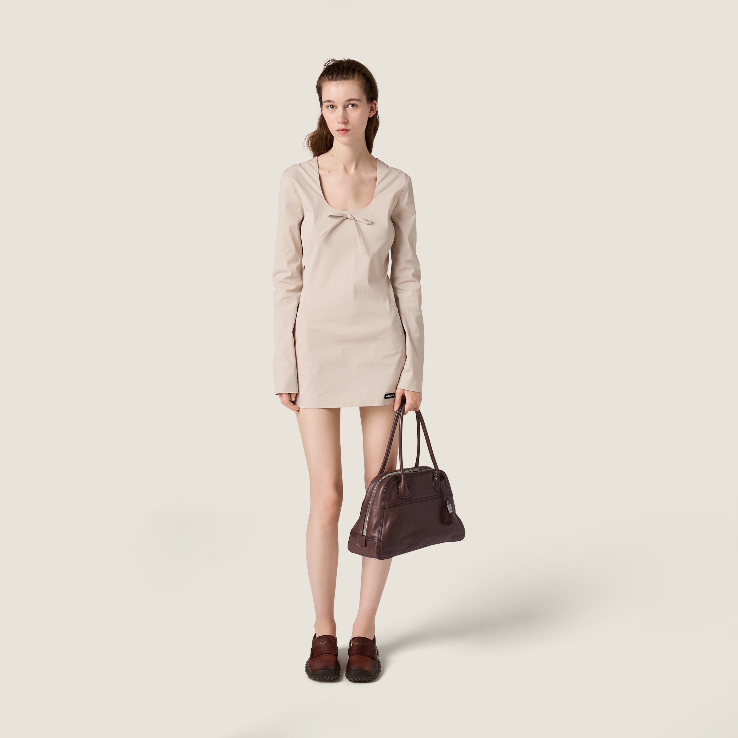 Stretch poplin mini-dress