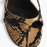 Khaite - Mila Sandal in Taupe Python-Embossed Leather