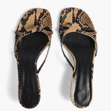 Khaite - Mila Sandal in Taupe Python-Embossed Leather
