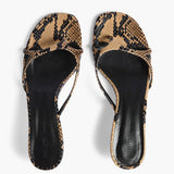 Khaite - Mila Sandal in Taupe Python - Embossed Leather