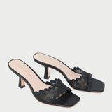 Loeffler Randall - Milena Black Mesh Mid-Heel Mule