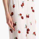 Khaite - Mindy Pant in Cream with Raspberry Print