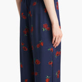 Khaite - Mindy Pant in Amethyst with Raspberry Print