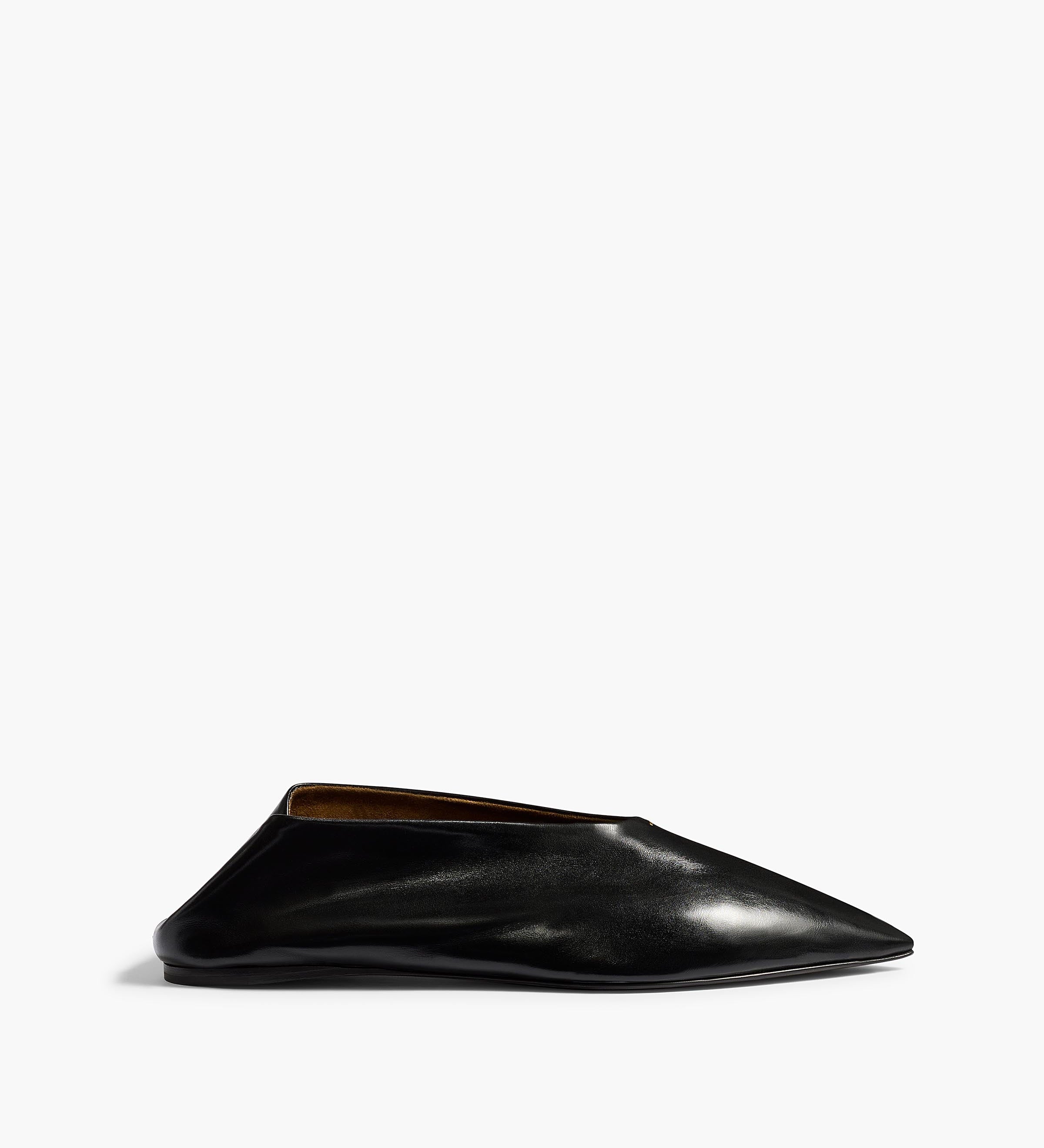 Khaite - Miriam Ballerina in Black Glazed Leather