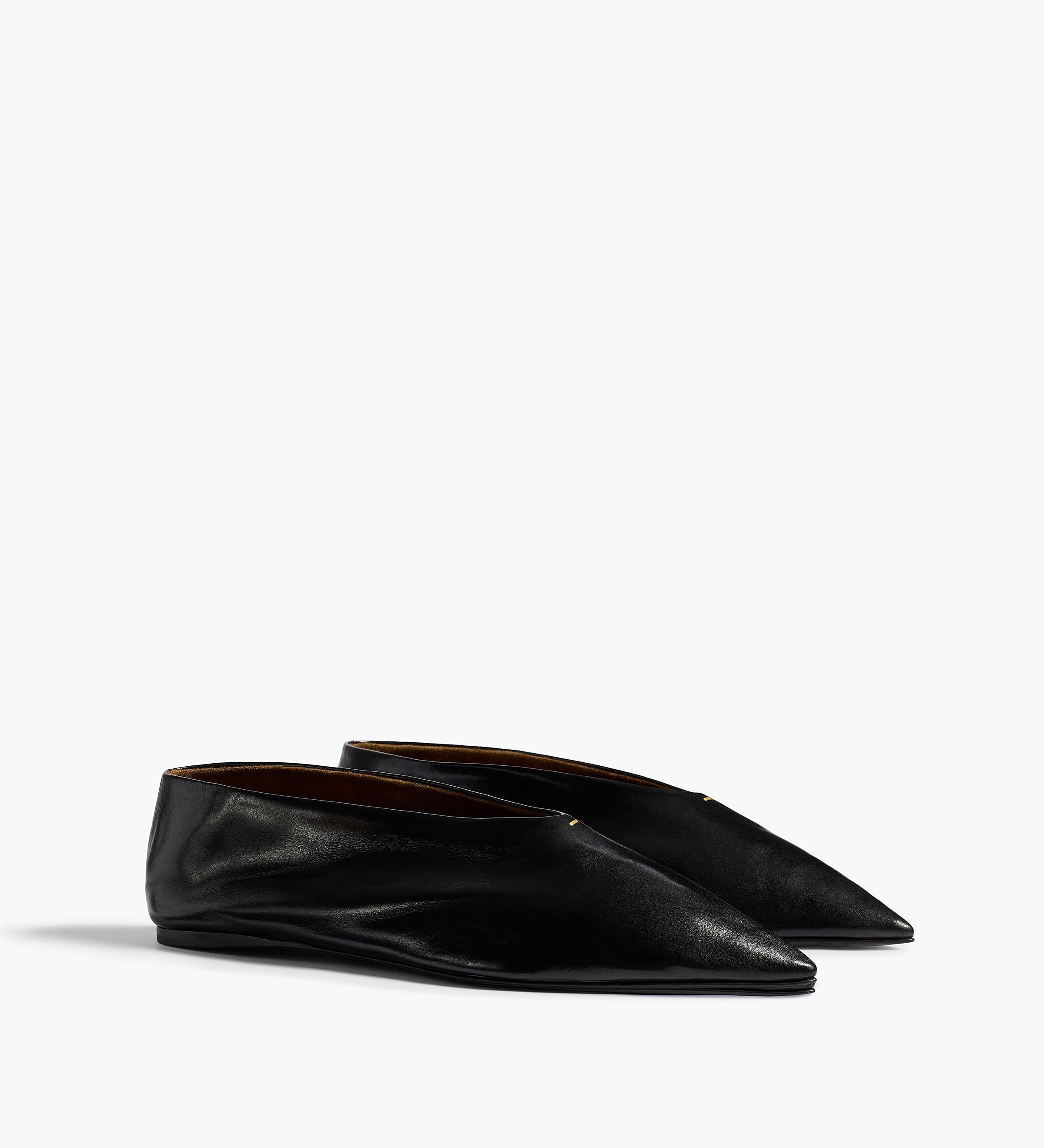 Khaite - Miriam Ballerina in Black Glazed Leather