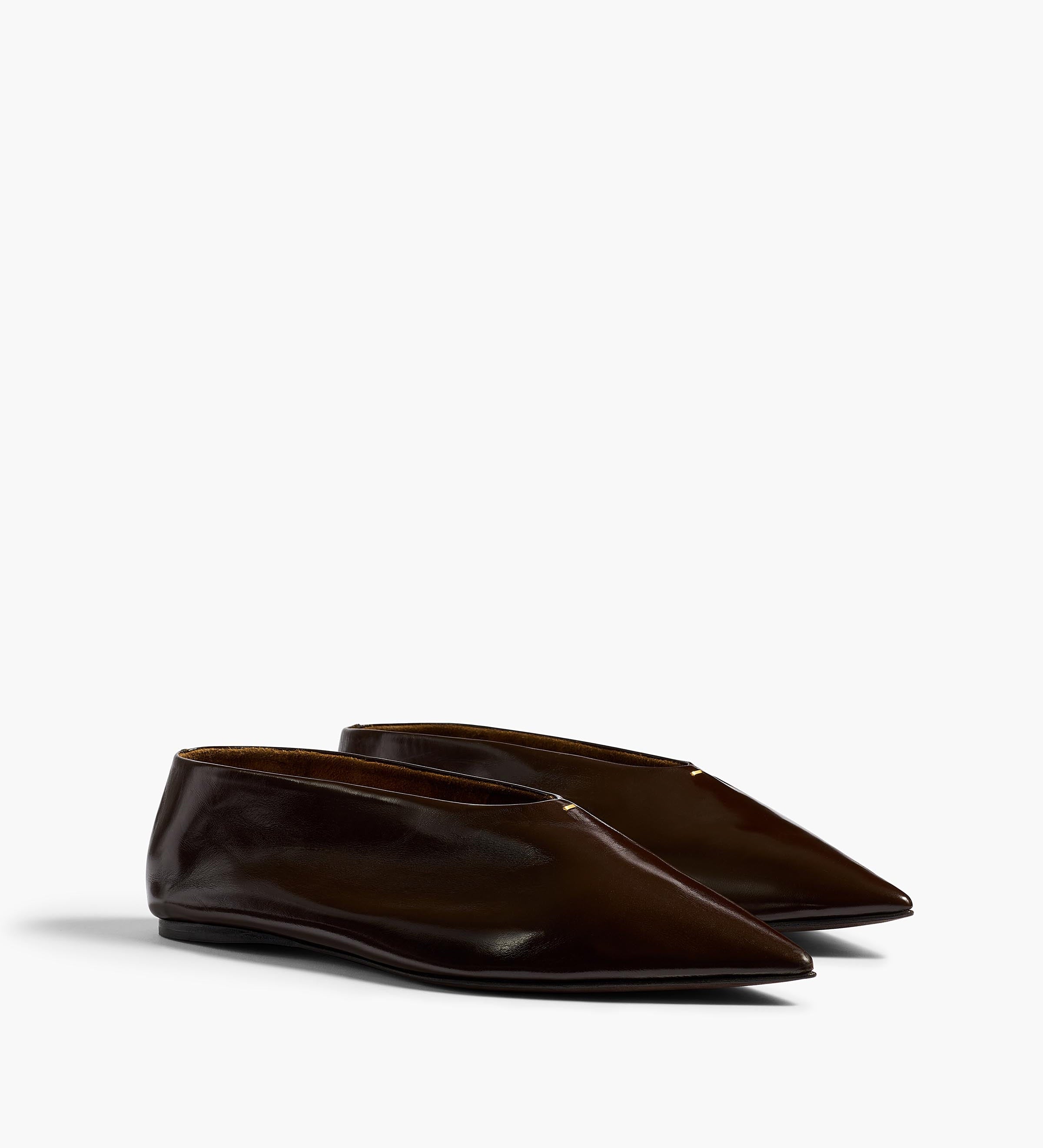 Khaite - Miriam Ballerina in Cacao Glazed Leather