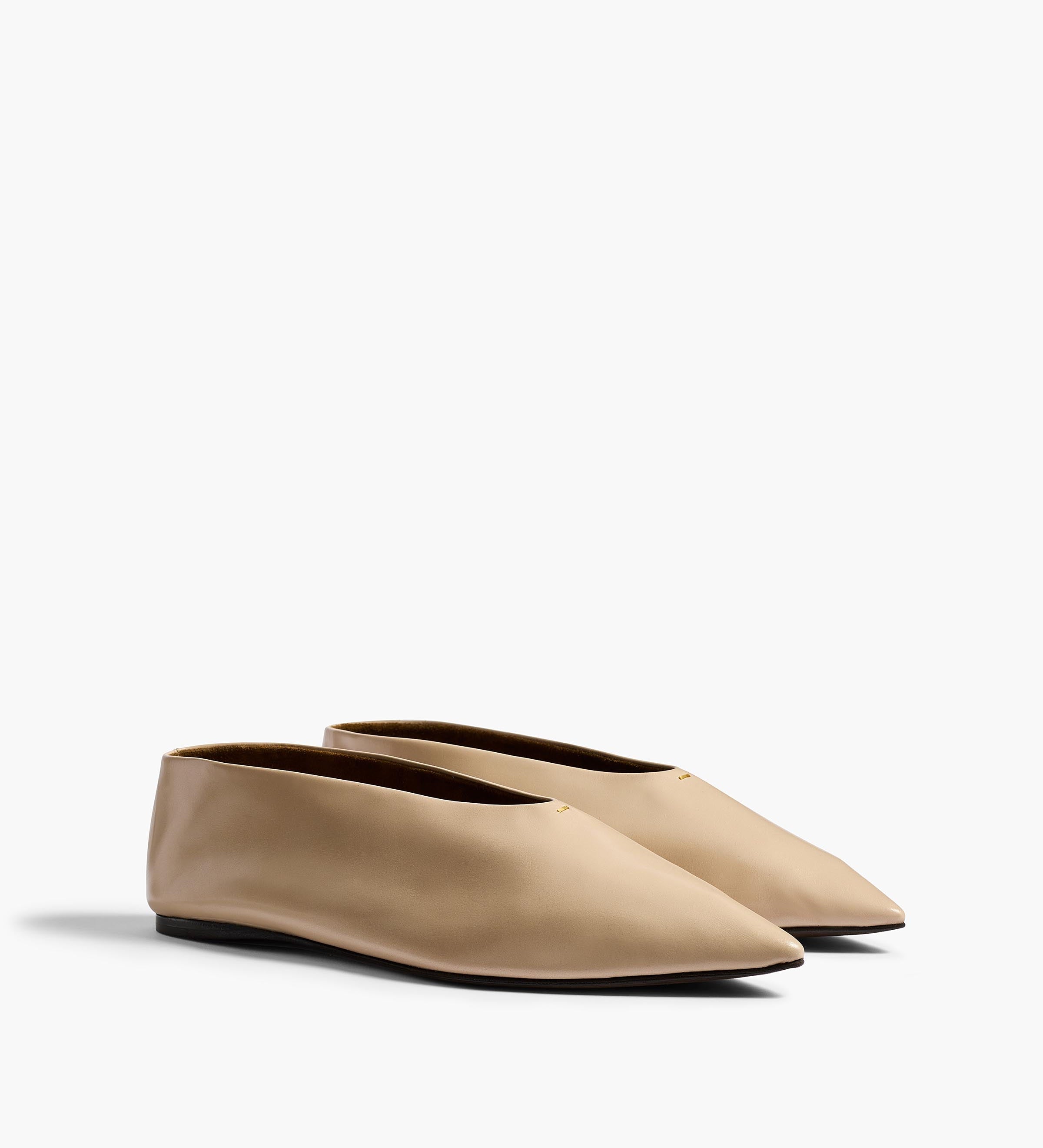 Khaite - Miriam Ballerina in Nude Glazed Leather