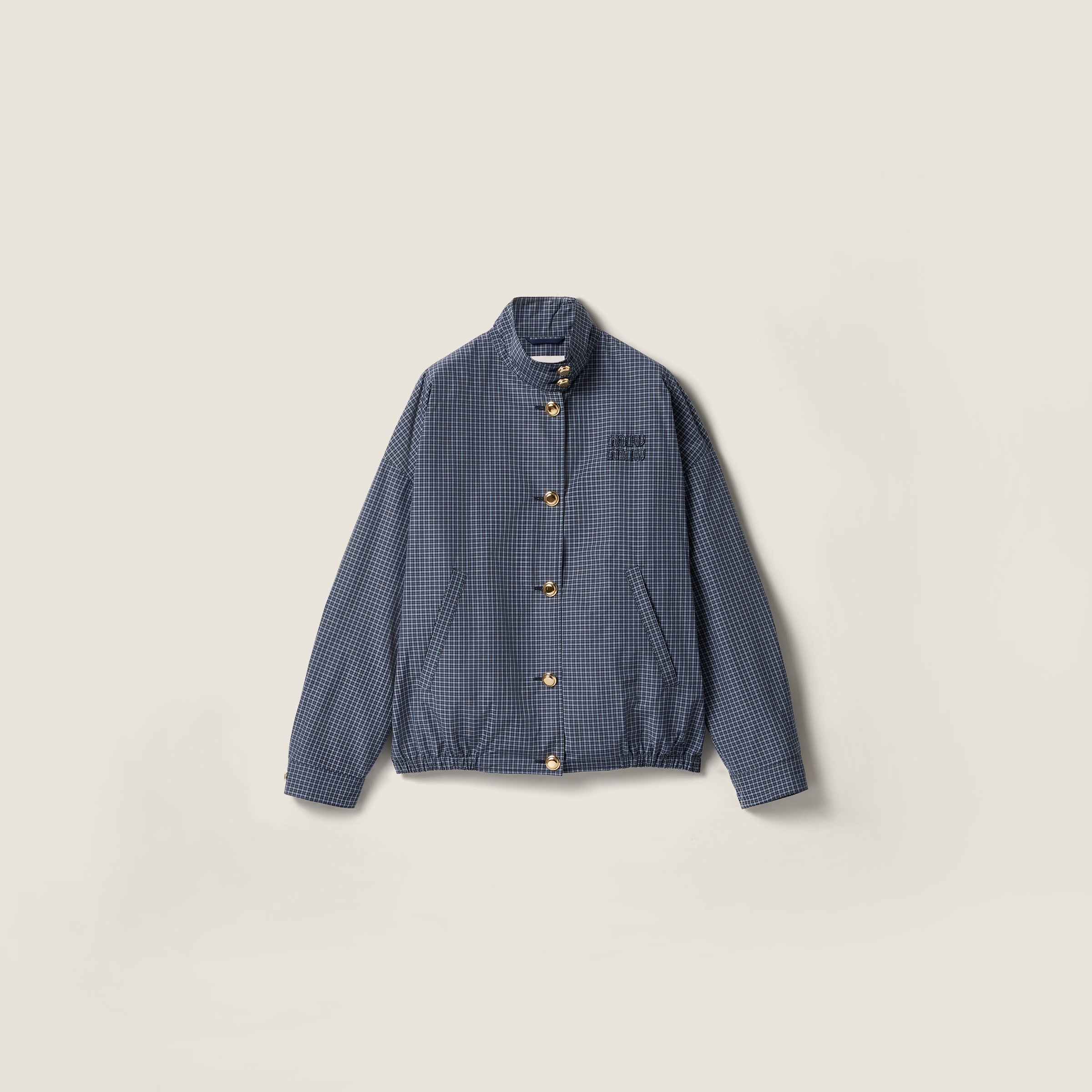 Checked technical fabric blouson jacket