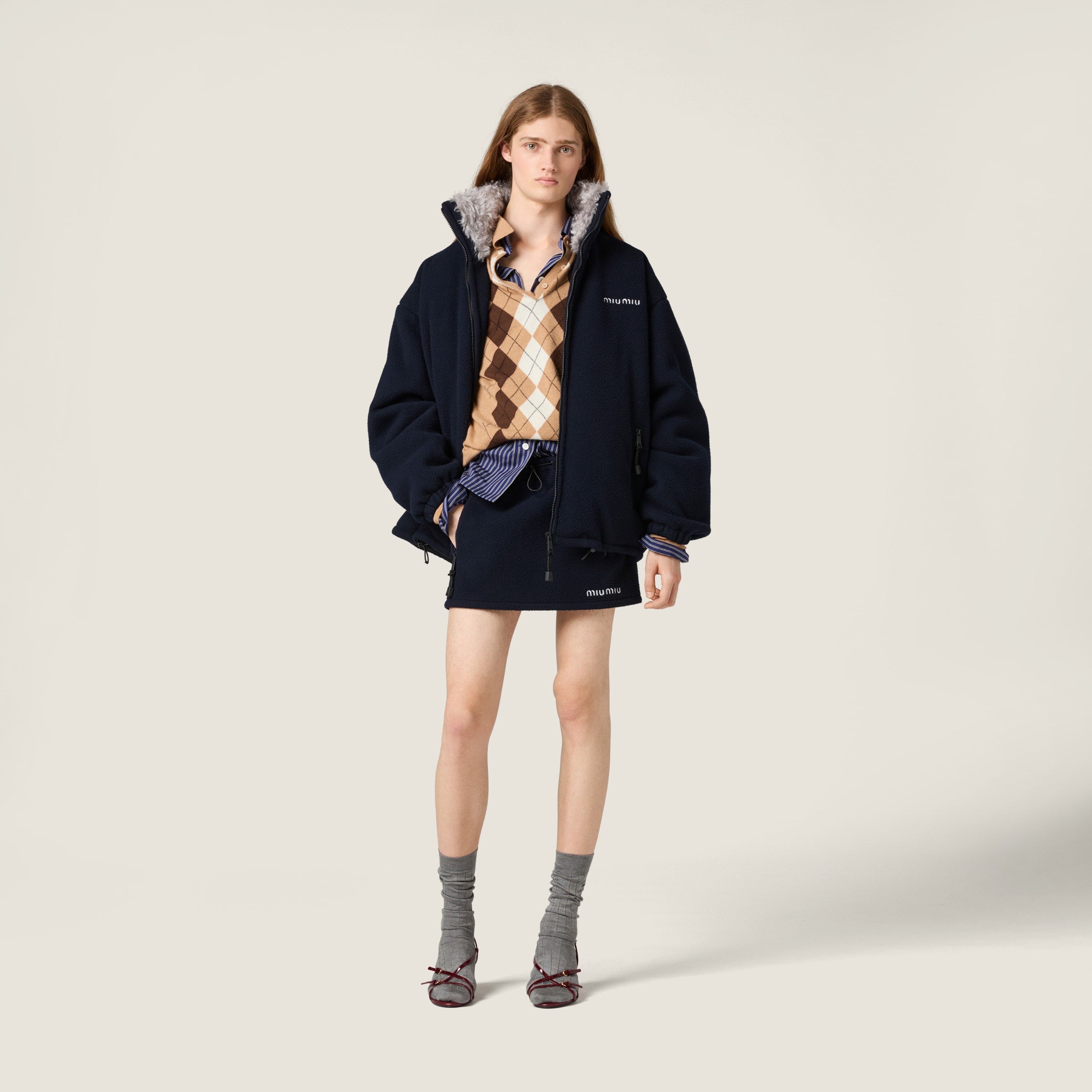 Fleece down jacket