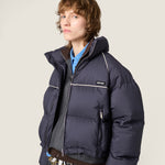 Technical pongé down jacket