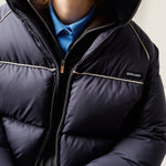 Technical pongé down jacket
