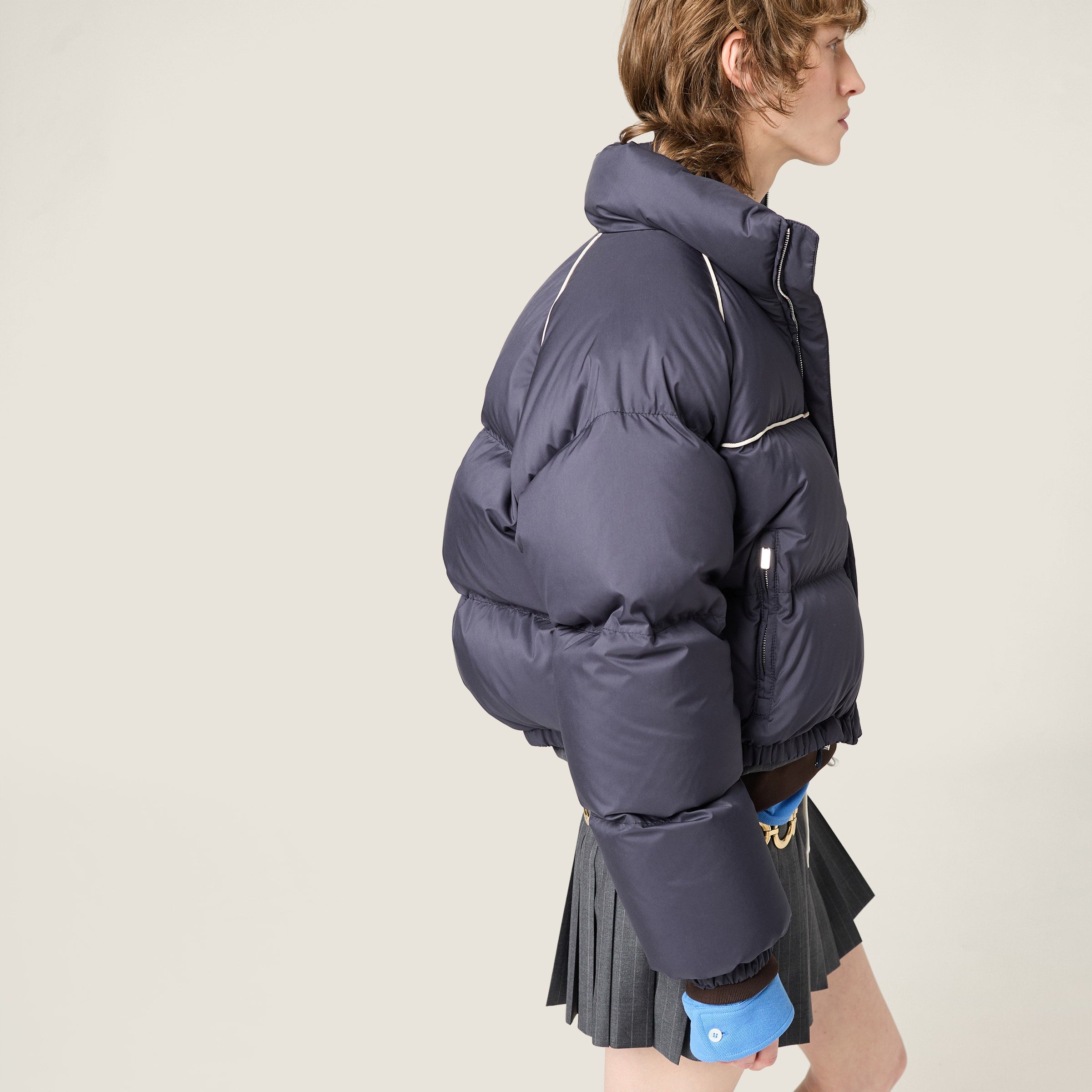 Technical pongé down jacket